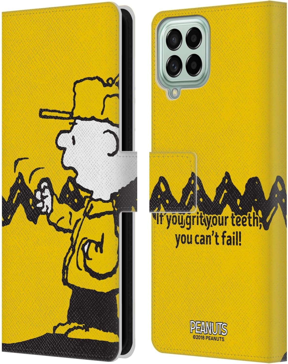 Head Case Designs Officially Licensed Peanuts You Can't Fail Charlie Brown Leather Wallet Case Compatible with Samsung Galaxy M53 (2022)