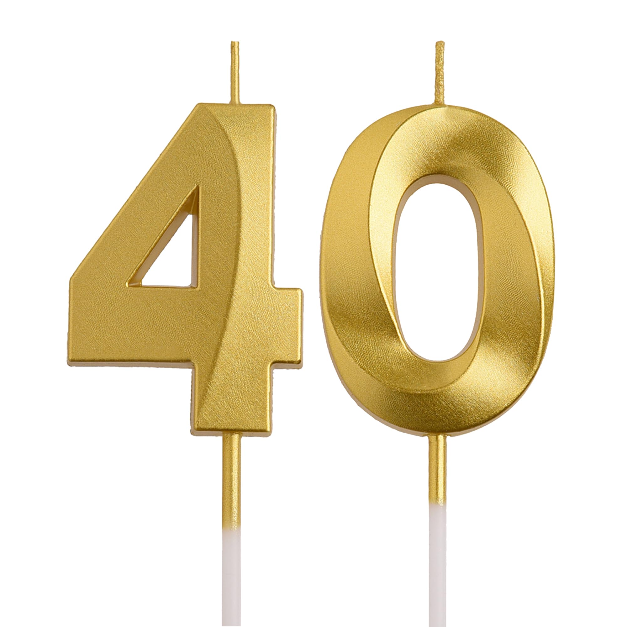 Velas de cumpleaños número 40, velas de cumpleaños con números dorados de 40 años, velas número 40 para hombres y mujeres, decoraciones de fiesta de feliz cumpleaños, decoración de tartas, regalos