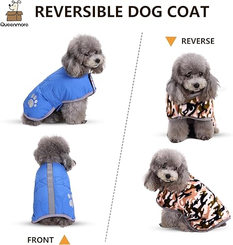 Miniatura 7 de Chamarra para perros, para climas fríos, reversible, forro polar para Invierno, chaleco, para mascotas, impermeable,, S, Azul