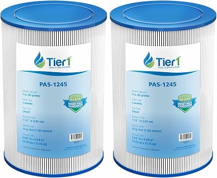 Tier1 Spa Filter Cartridge Replacement for Freeflow Lagas FF-100 2 Pack | Compatible with PFF25TC-P4, FC-2400, 4CH-23 | 6-5/8" x 4-15/16" | Trilobal Fabric | Washable & Reusable | High Flow Filter