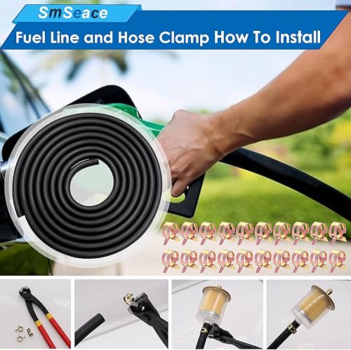 Miniatura 12 de smseace 105 líneas de combustible de 3.3 pies y 5 tamaños de 1/8 pulgadas, 3/16 pulgadas, 0.22 pulgadas, 1/4 pulgadas, 5/16 pulgadas con abrazaderas