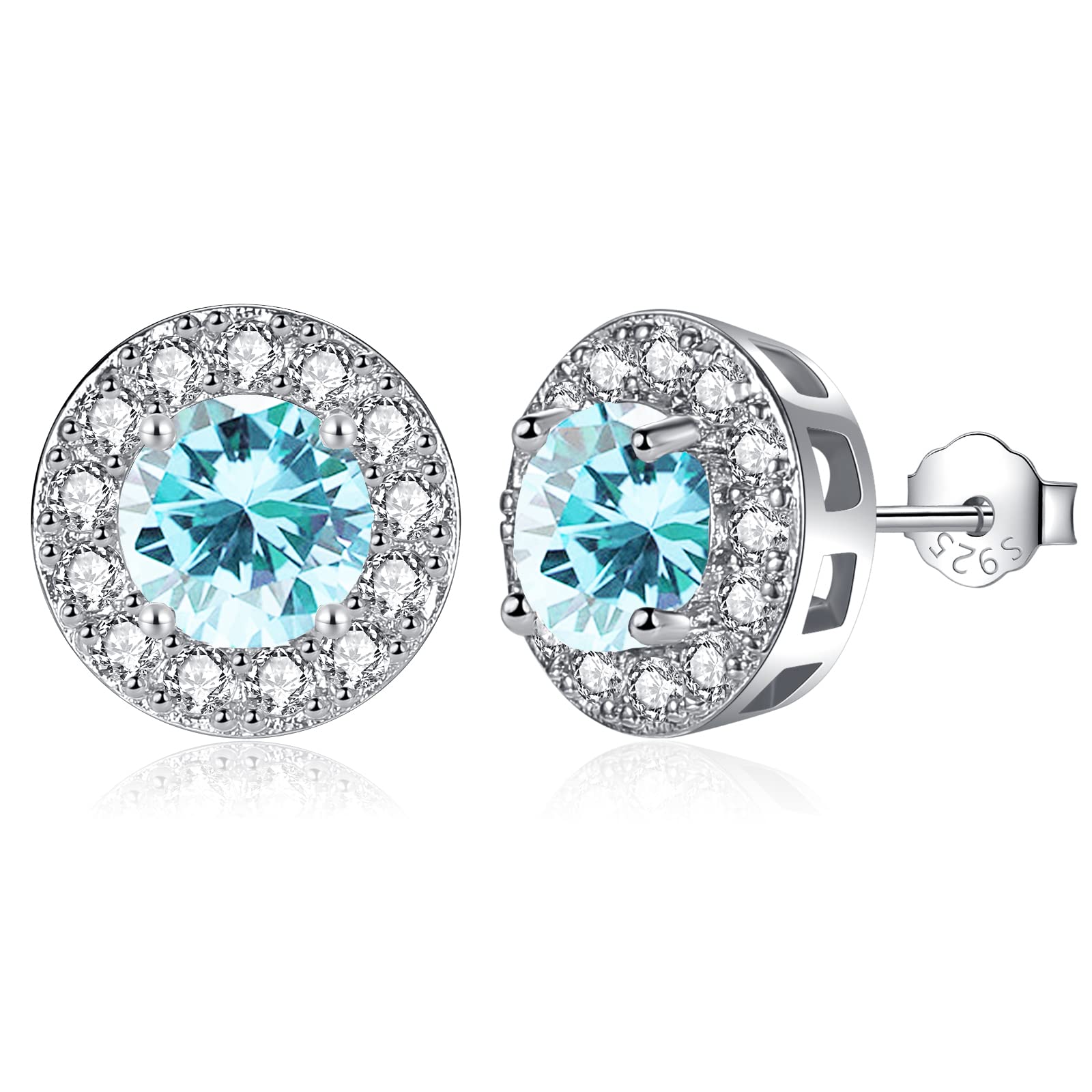 MASOP Ohrstecker Silber 925, Geburtsstein Ohrringe Runde Zirkonia Schmuck Geschenke für Frauen Damen Mädchen zum Geburtstag