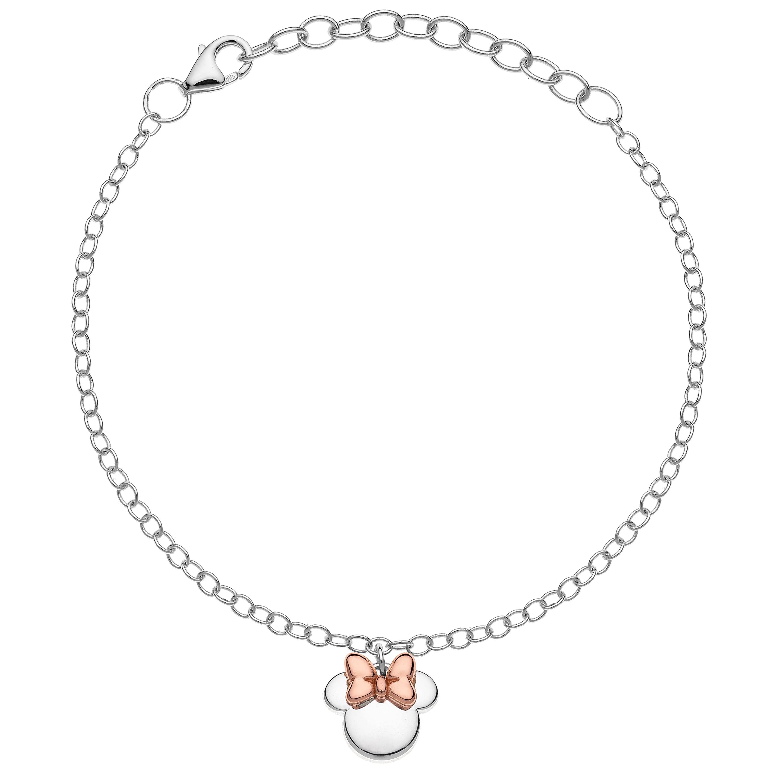 Disney Bracciale Bambine con Minnie Mouse in Argento 925 e Zirconi, Lunghezza 13-18cm, Gioielli