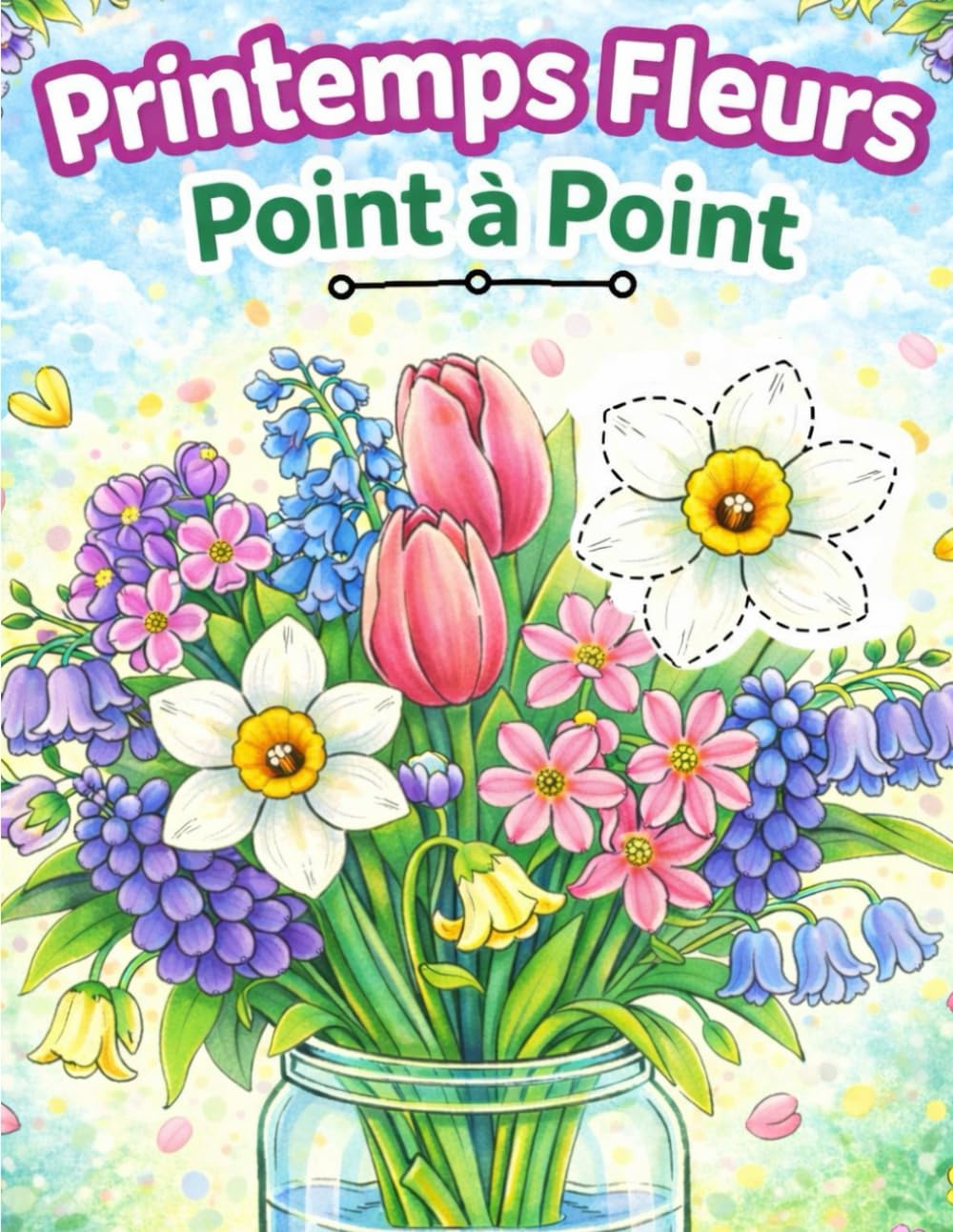 Printemps Fleurs Point à Point: Relaxante Points à Relier en Gros Caractères pour Adultes et Seniors