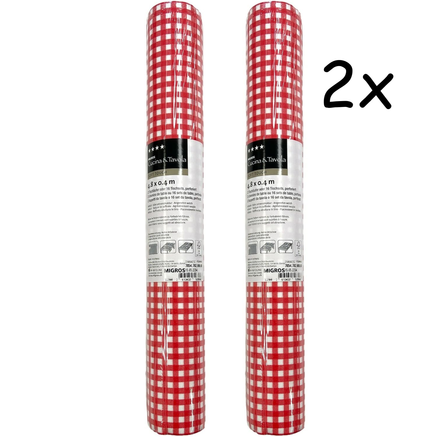 Rouleau 3-en-1 Airlaid Vichy Rouge/Blanc – Chemin De Table, Sets & Tête-à-Tête – 40 X 480 Cm – Lot De 4 Rouleaux Pour Une Table Festive !