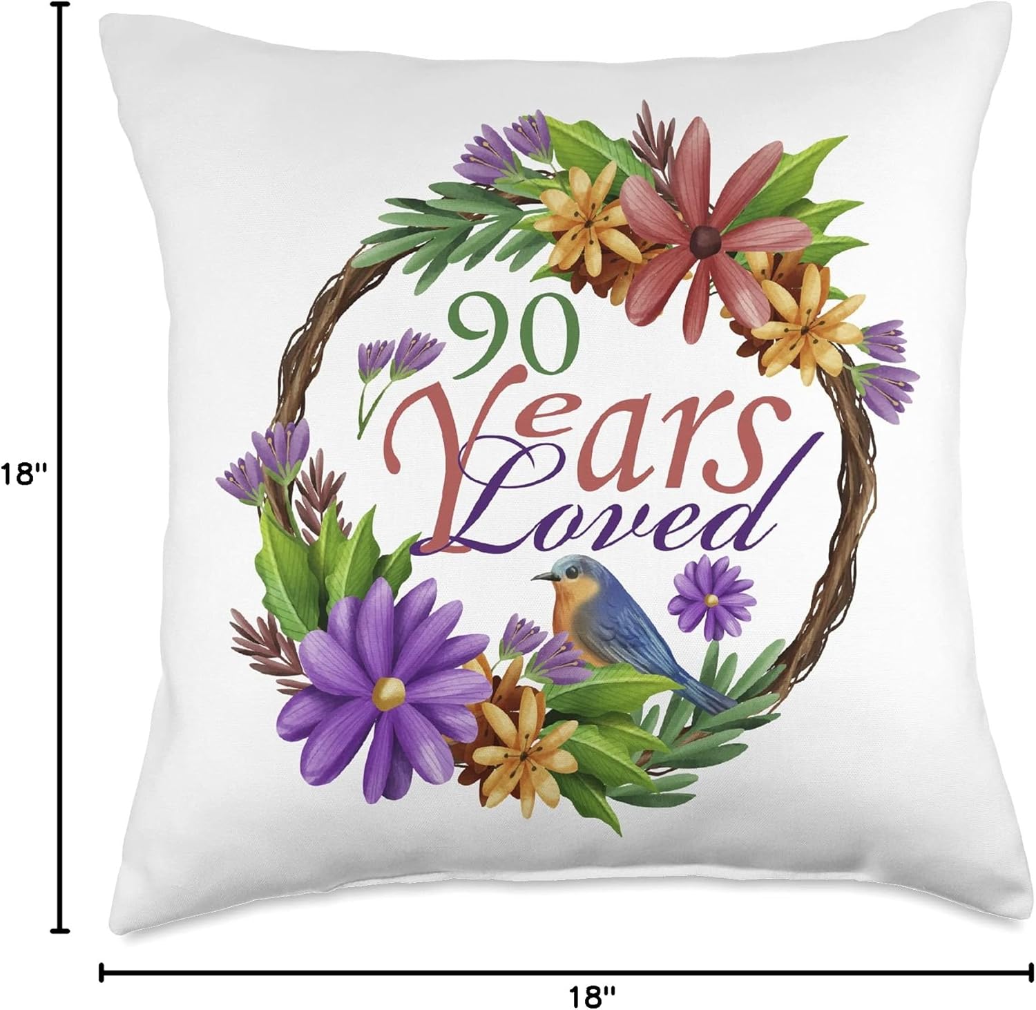 90 Years Loved, 90th Birthday For Women, Grandma, Mother Throw Pillow