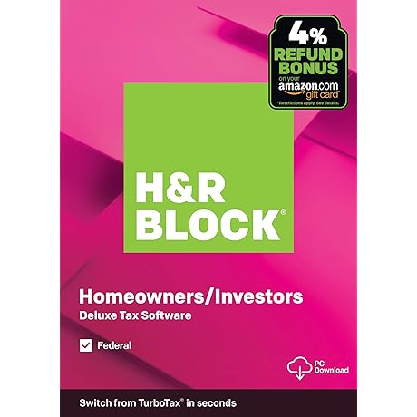 H&R Block Tax Software Deluxe 2019 [Federal Only] [Amazon Exclusive] [PC Download]
