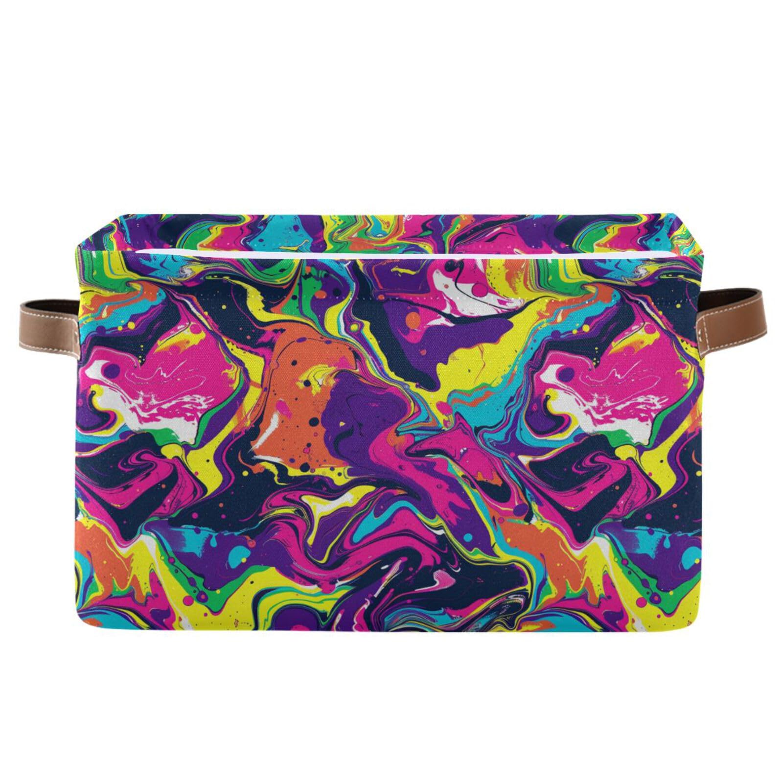 Panier de rangement pliant KLL lot de 2 bacs imperméables avec poignée pour la maison