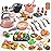 Zero Zoo 105Pcs Kids Kitchen Toy Accessories, Toddler Pretend BBQ Camping Cooking Playset, Play Pots, Pans, Utensils Cookware Toys, Play Food Set, Vegetables, Learning Gift for Girls Boys