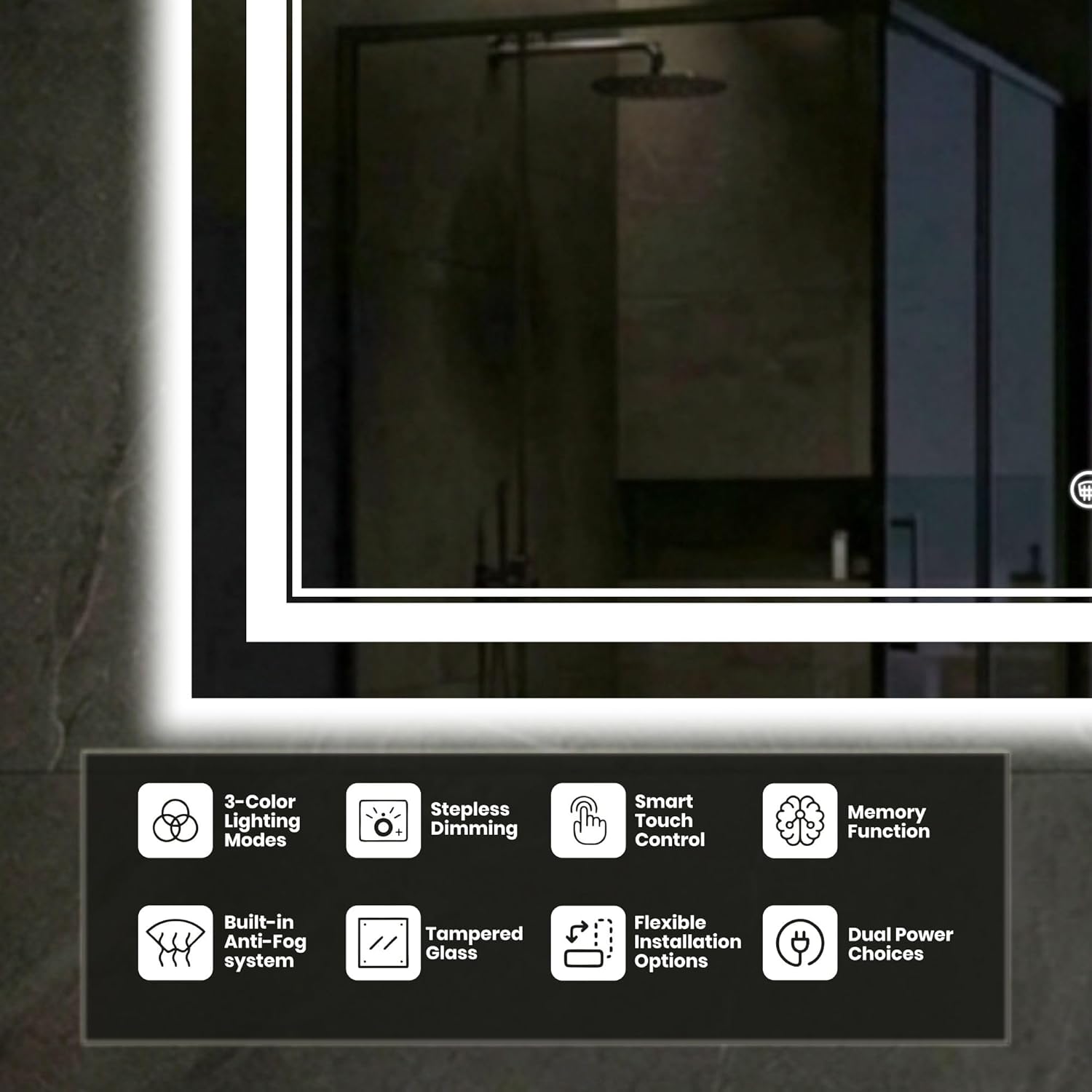 36 x 36 LED Bathroom Mirror with Lights, Lighted Bathroom Vanity Mirror for Wall,Frontlit & Backlit, Anti-Fog, Shatterproof, 3 Adjustable Color Temperatures & Memory Function (36X36)