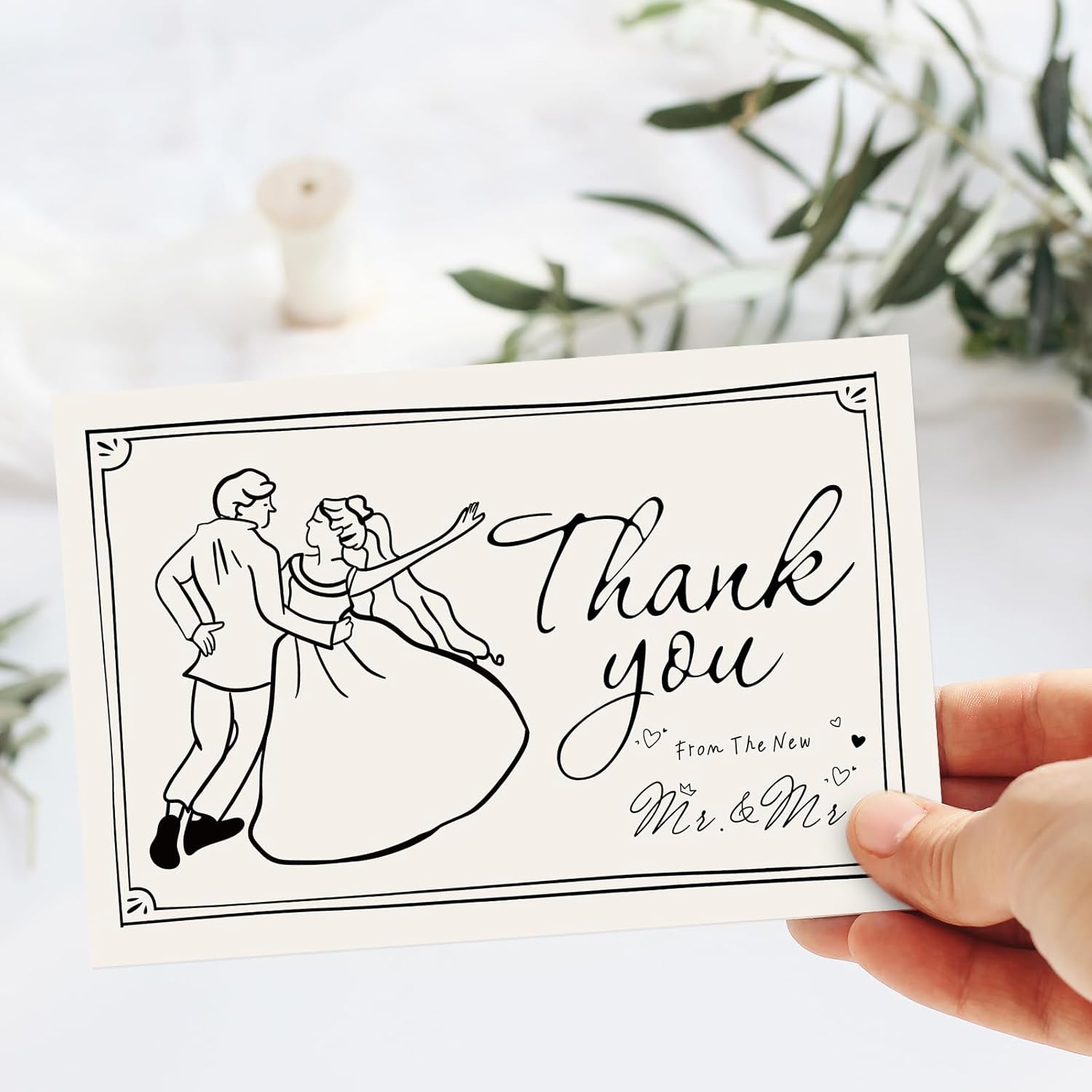 Whaline 36 Pack Wedding Thank You Cards Black The New Bride & Groom Cupid Cake Thank You Greeting Note Cards with Envelope Sticker for Bridal Shower, 6 Designs - Image 5