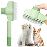 Cat Comb Dog Comb Pet Hair Removal Tool Flea for Cats and Dog Lice Cat Brush with Release Button Self-Cleaning with Long & Short Stainless Steel Metal Teeth for Shedding