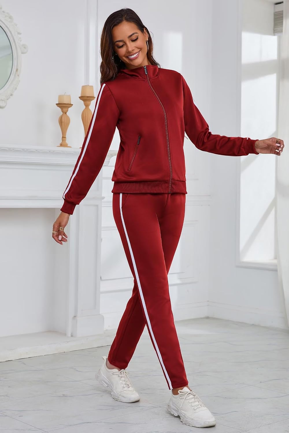 Women's 2 Piece Tracksuit Long Sleeve Track Suits Full Zip Lounge Set Sweatsuits Outfits - Image 4