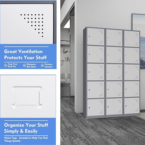 Vista 70 de Yizosh Taquillas de metal para empleados con llaves, armario de almacenamiento de 71 pulgadas para empleados con 1 puerta, armario de almacenamiento