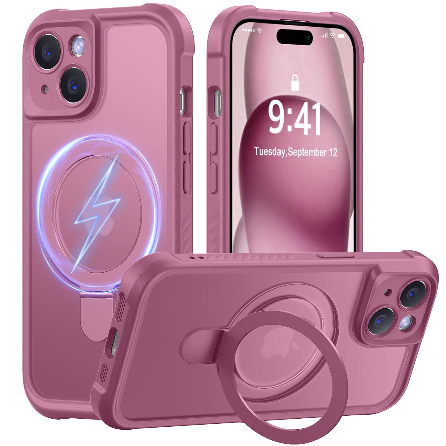 MOCCA Magnetic for iPhone 15 Case with Stand,Lavender Purple