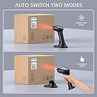 Vista 5 de TEEMI TMSL-58CR 2D Bluetooth escáner de código de barras con base USB, batería reemplazable fácil, escaneo automático manos libres, lector de código