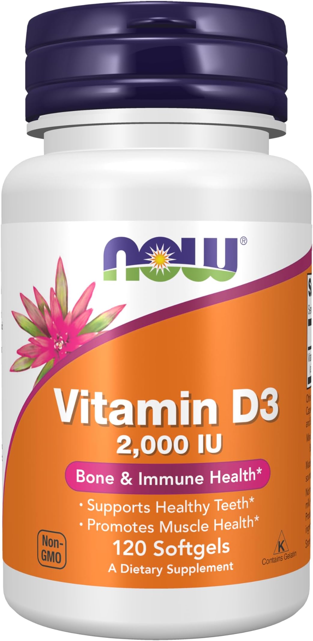 NOW Foods Supplements, Vitamin D-3 2,000 IU, High Potency, Structural Support*, 120 Softgels