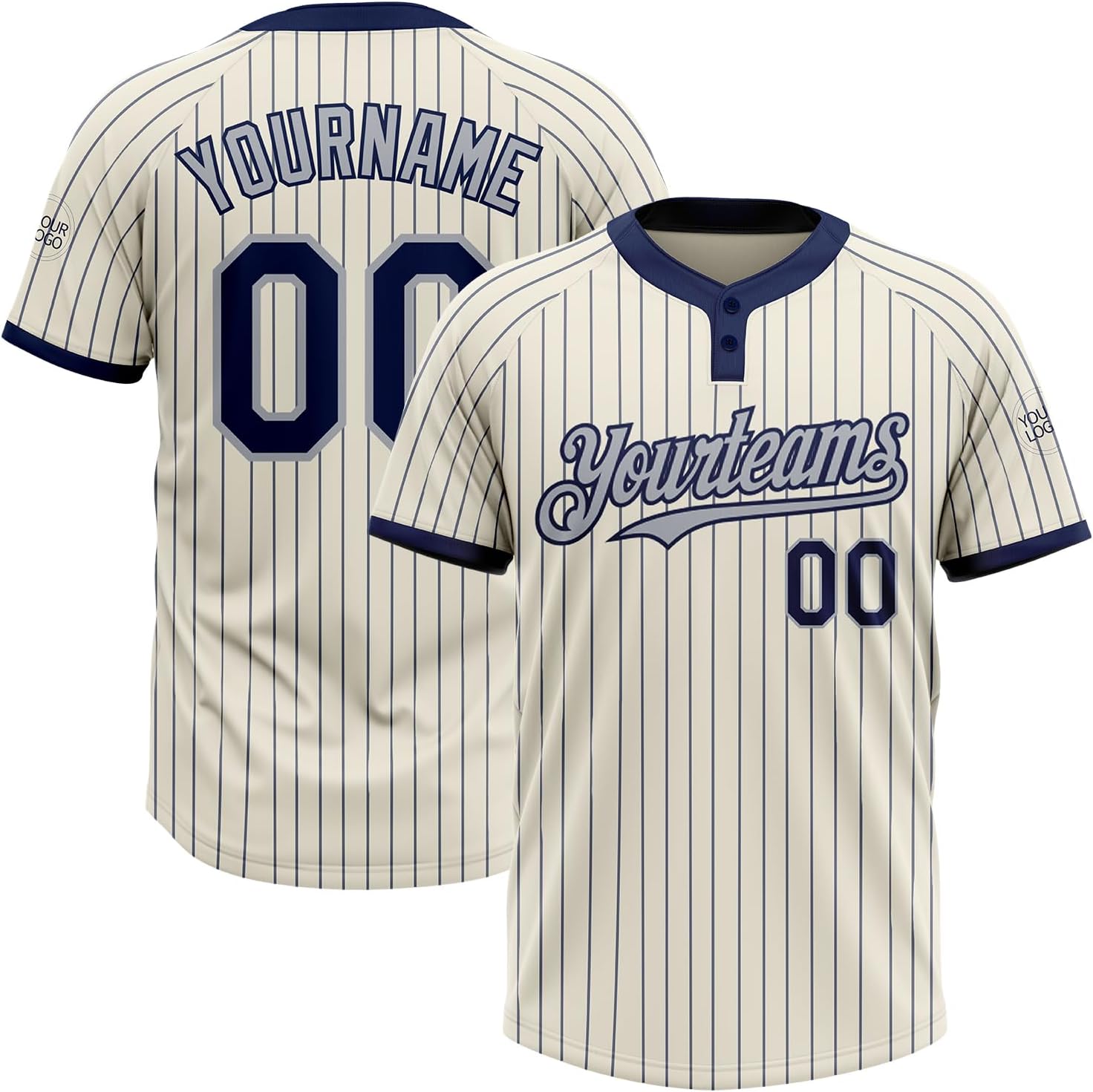 Custom Striped Softball Jerseys Men Youth Women, Personalized Baseball Shirts Button Up Stitched, Design Team Uniform miniatura 1