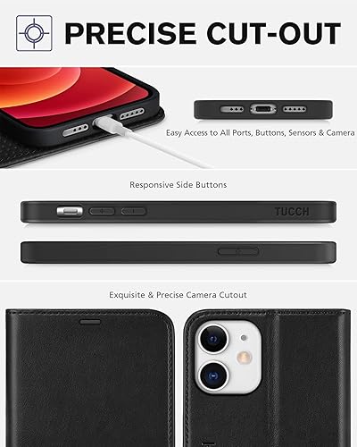 Miniatura 8 de TUCCH Funda tipo cartera para iPhone 12iPhone 12 Pro 5G, con bloqueo RFID y ranura para tarjetas funda interior de TPU a prueba de golpes piel