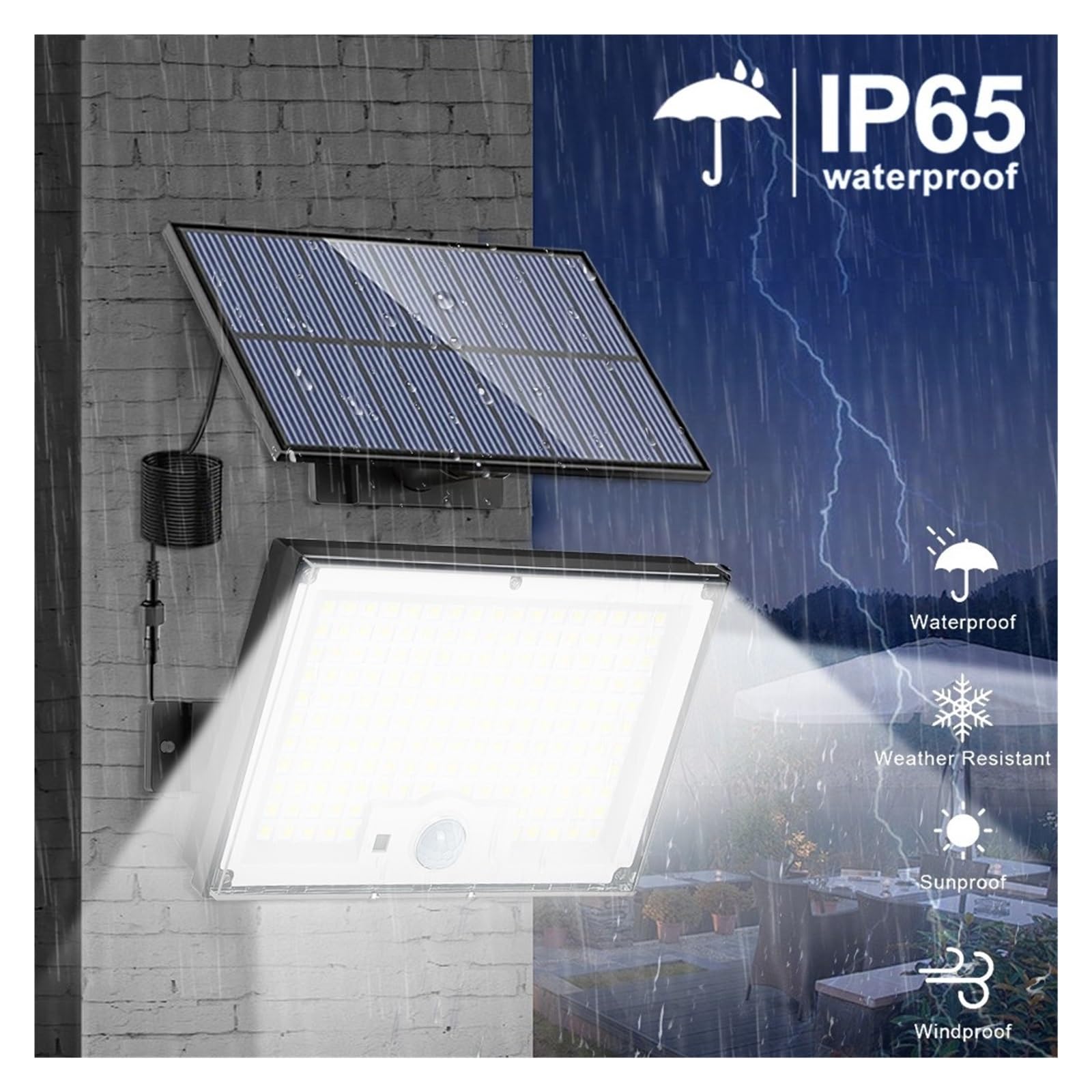 Oświetlenie zewnętrzne solarne 172 LED, 3 tryby, czujnik ruchu, wodoodporne, 318 LED, reflektory solarne, ogród, patio(238 LED 1PC)