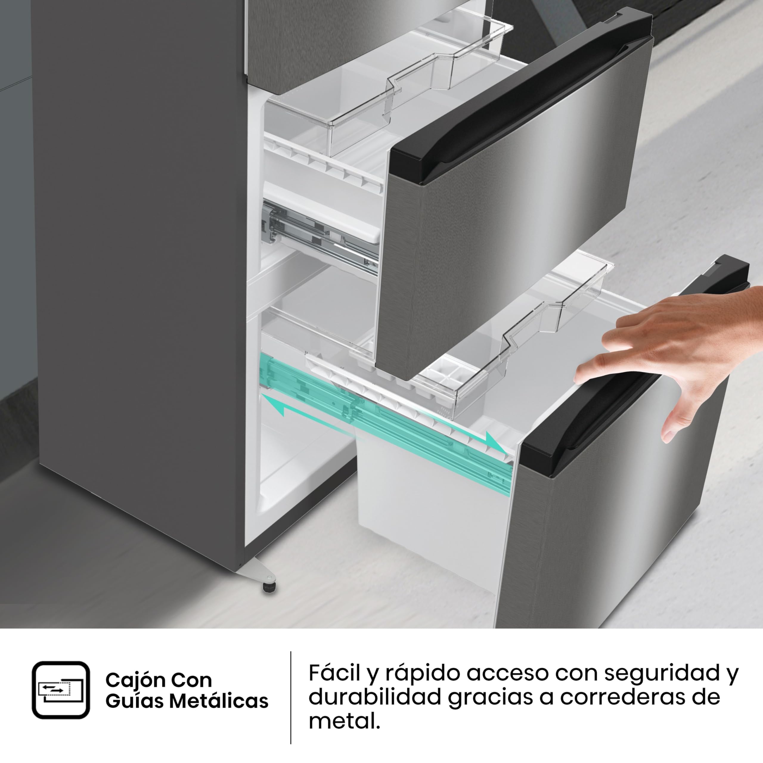 Hisense RT641N4AIE - Frigorífico Combi No Frost Inox Puerta Francesa, Eficiente Clase E, Capacidad 493 L con 200 cm Alto, Super Freeze, Total No Frost, Puerta Reversible, Silencioso 38dB, Color Inox