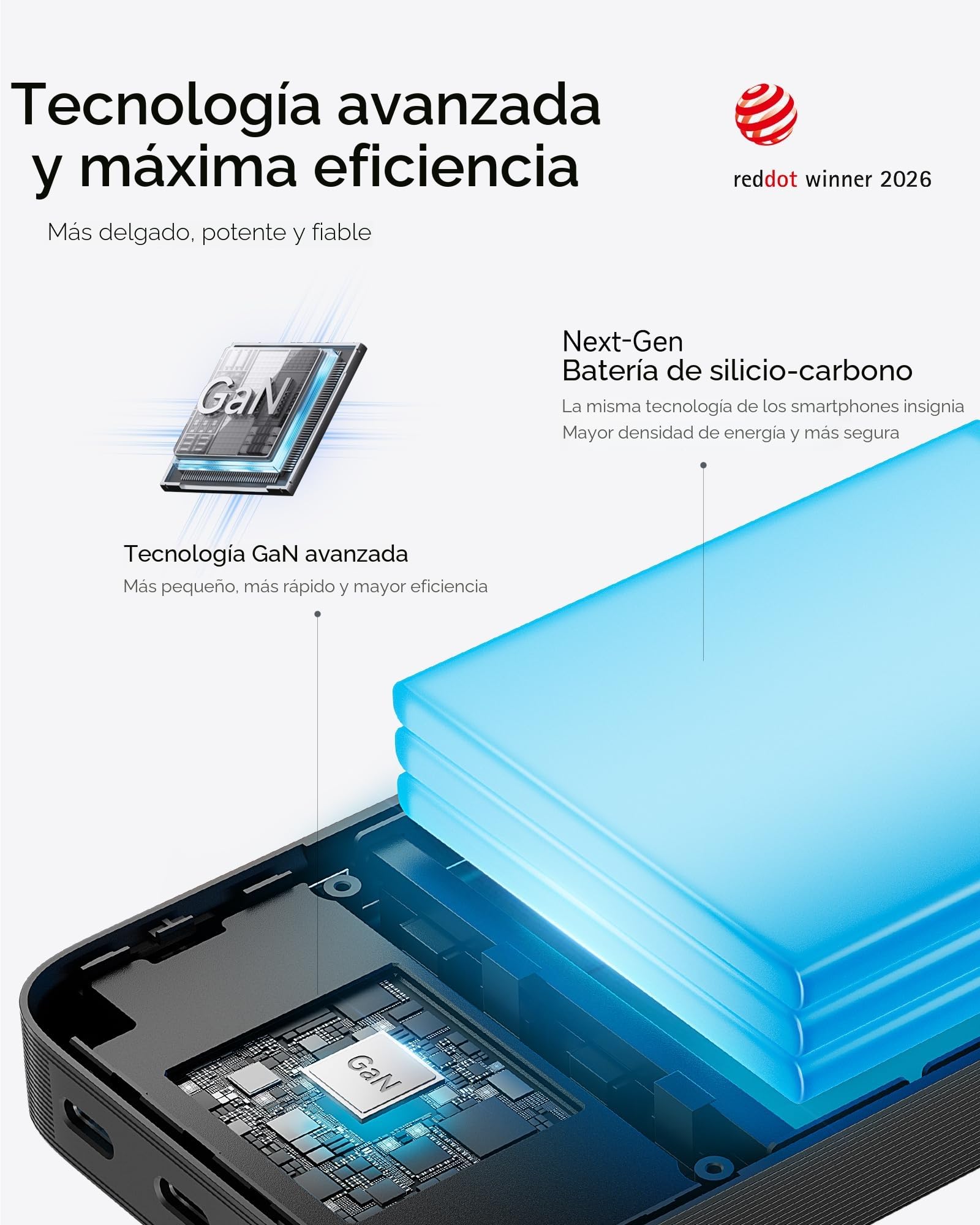 CUKTECH [CCC Certified] Power Bank 15000mAh 100W MAX Total, Batería Portátil con Pantalla TFT, Batería Externa Carga Rápida 3 Puertos para iPhone 17/16/15, Samsung, Xiaomi, MacBook Air, iPad, AirPods
