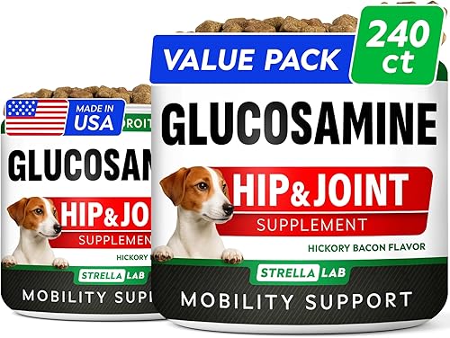 Miniatura 58 de Golosinas de glucosamina para perros, suplemento para articulaciones con aceite de pescado omega-3, condroitina, MSM, masticables de movilidad