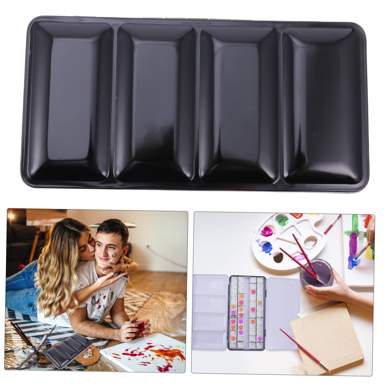 Boîte à Pigments Remplissable en Fer Noir, Coffret Aquarelle Pliable