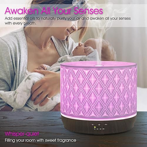 Miniatura 5 de Earnest Living Difusores de aceites esenciales para aceites esenciales, difusor de habitación grande, difusor de cerámica blanca (juego de 2)