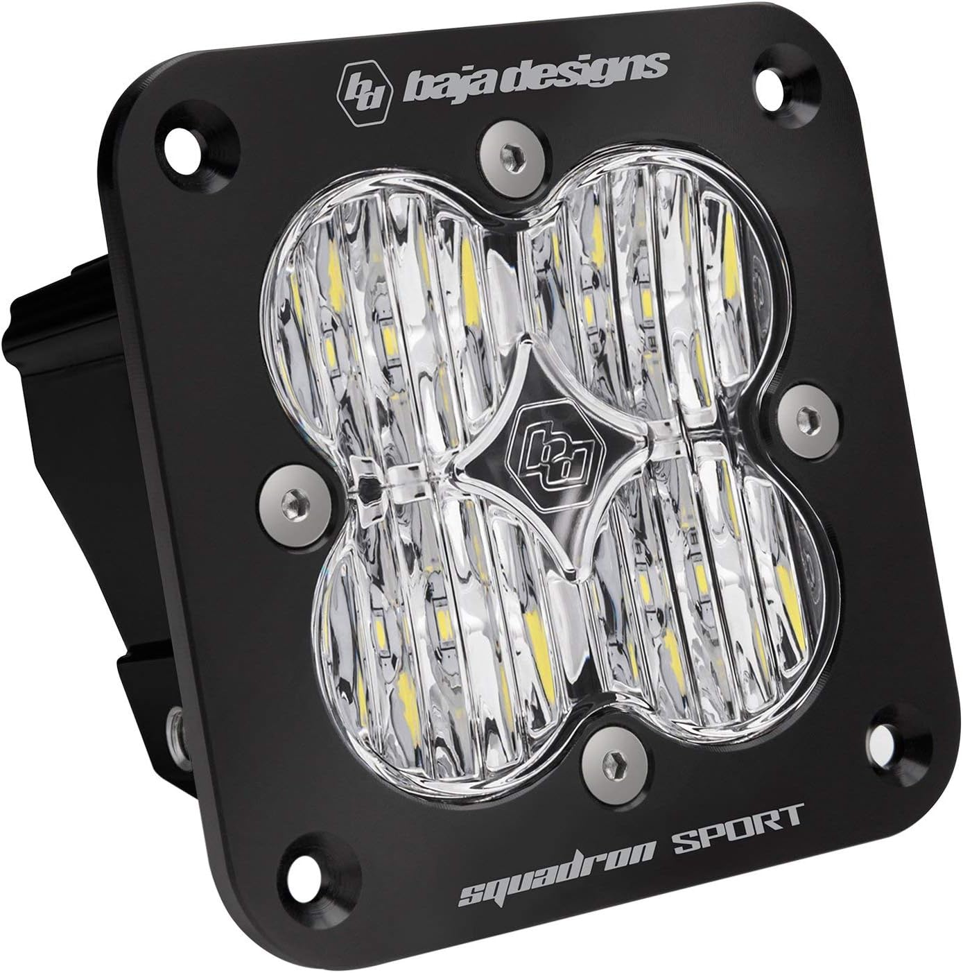 Baja Designs Squadron Sport Flush Mount LED Auxiliary Light for Jeeps, Off-Road 4x4, Trucks, UTV, ATV, SUV (Wide Cornering; Clear)
