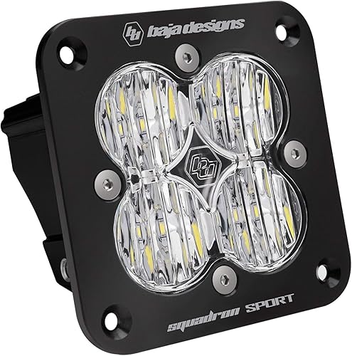 Baja Designs Squadron Sport - Luz auxiliar LED de montaje empotrado para Jeeps, todoterreno 4x4, camiones, UTV, ATV, SUV (esquina ancha transparente)