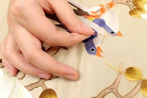 Miniatura 8 de King Seda Arte 100% hecho a mano bordado japonés Grúas & Cherry Blossom chino enmarcado de impresión Wildlife Pájaro Pintura Regalo Oriental Asia