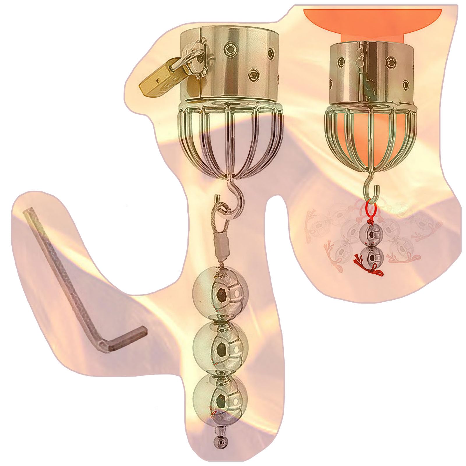 Set di accessori per gabbia da uomo -YD36IT (Tre palline:B) | inclusi accessori per palline