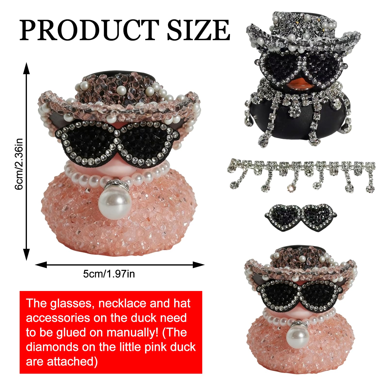 Pink Diamond Paperella di Gomma a Forma Diamante Decorazioni Cruscotto Auto con Cappello da Cowboy Occhiali da Sole