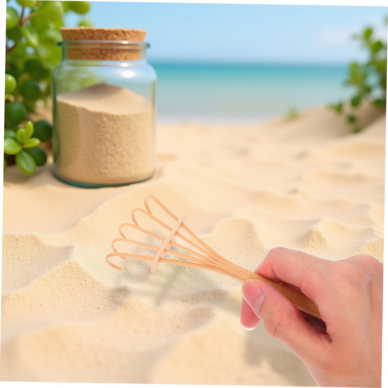 Conjunto Herramientas Mini Rastrillos de Madera para Jardín Zen Accesorios Portátiles para Decoración de Escritorio para Meditación y Jardines Casa u Oficina