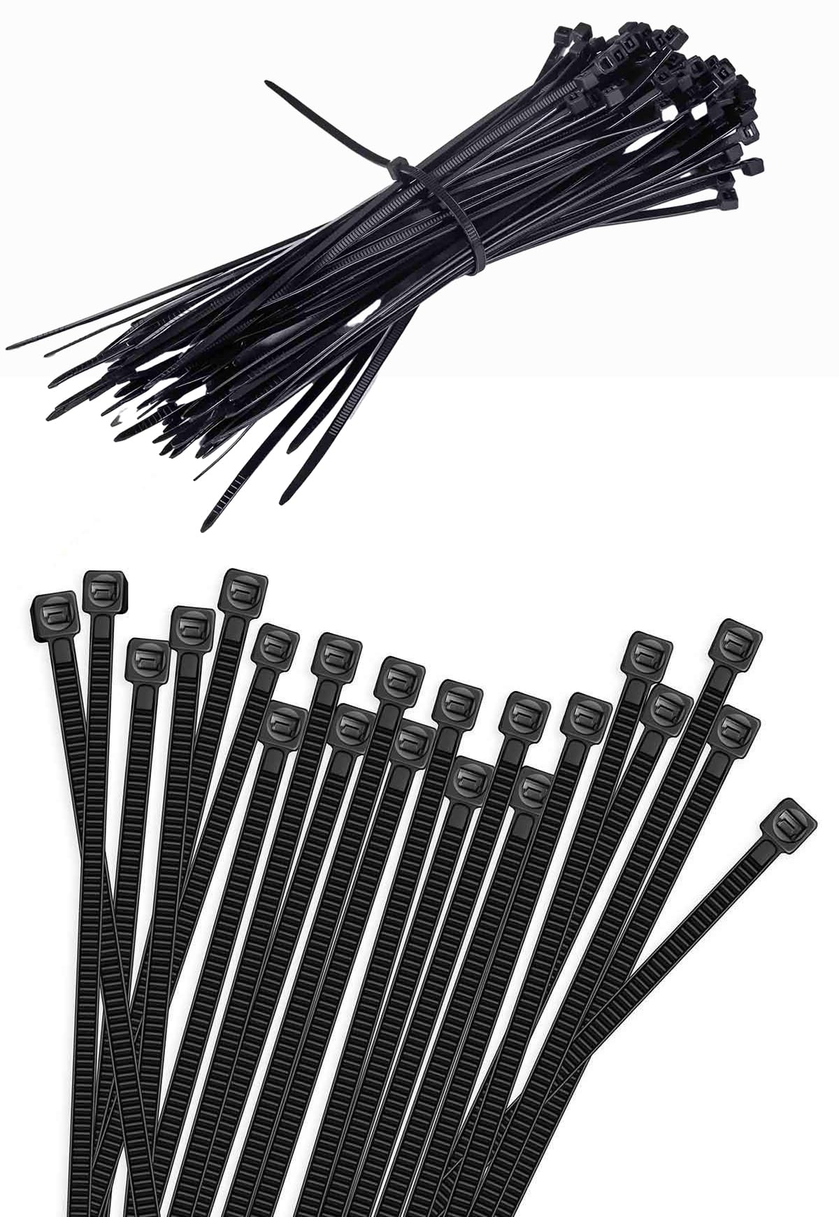 250 Pack 9.8 Inch Heavy Duty Cable Ties - Self-Locking Nylon Wire Wraps for Indoor and Outdoor Use - Premium Black Ties for Secure Bundling and Organization
