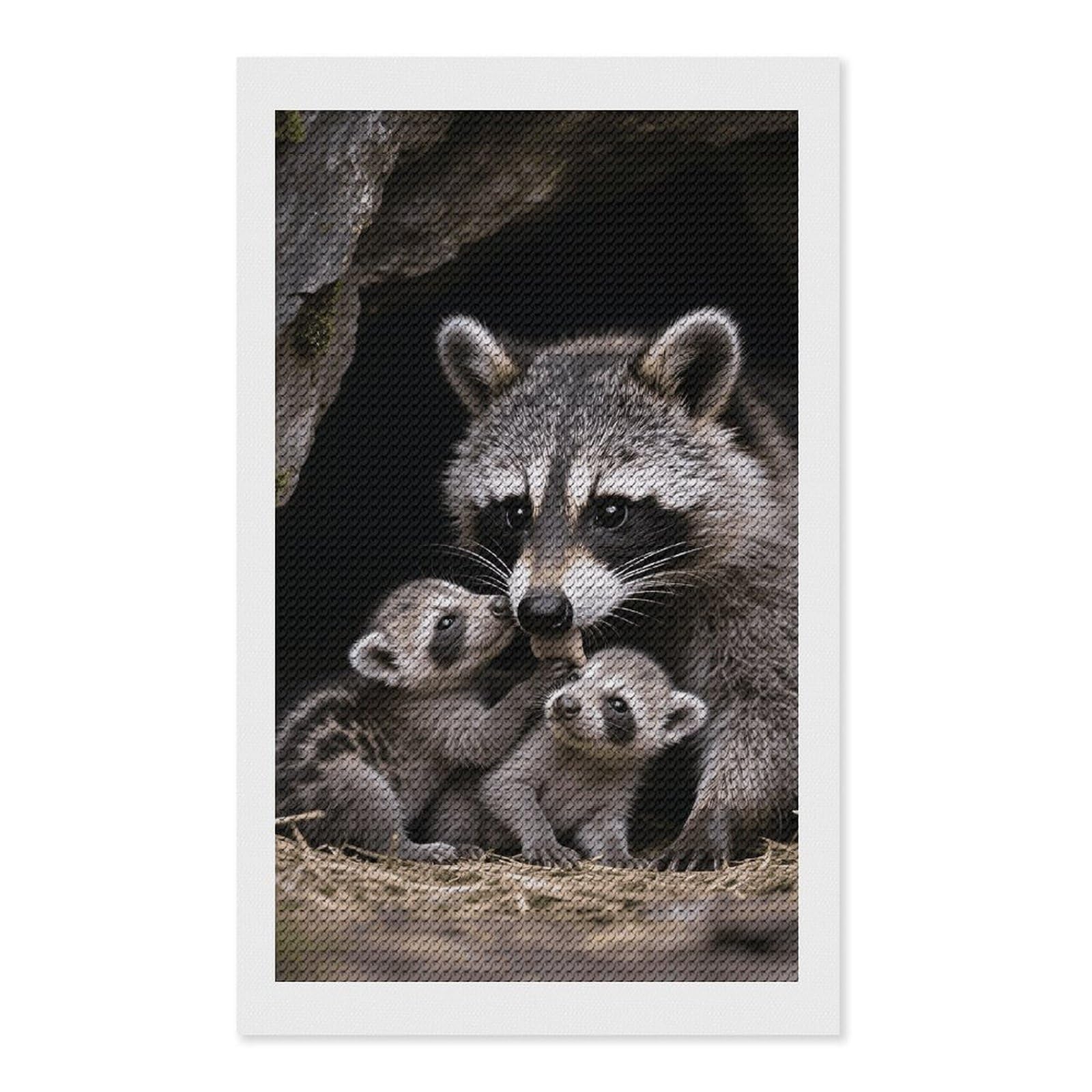 FodPand Raccoons 5D Diamond Painting Kits for Adults Beginners Full Drill Round Diamond Dots Pictures Gem Art Supplies for Home Wall Room Decoration DIY Craft Set Gift 12x20