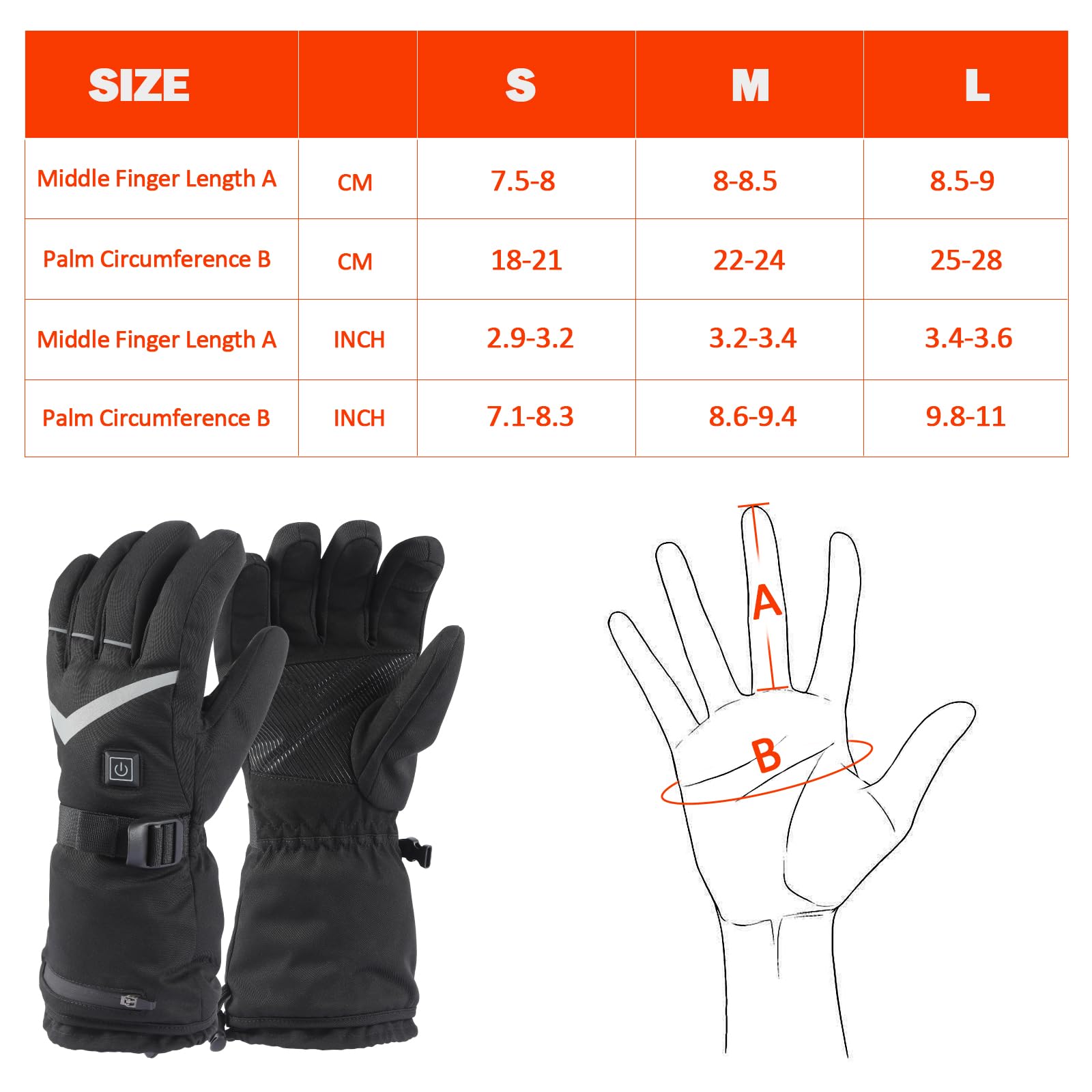 Gants chauffants rechargeables – Chauffage rapide 7,4 V pour homme et femme, soulagement de l'arthrite, motoneige, ski, randonnée, travail (M Gants chauffants rechargeables – Chauffage rapide 7,4 V pour homme et femme, soulagement de l'arthrite, motoneige, ski, randonnée, travail (M