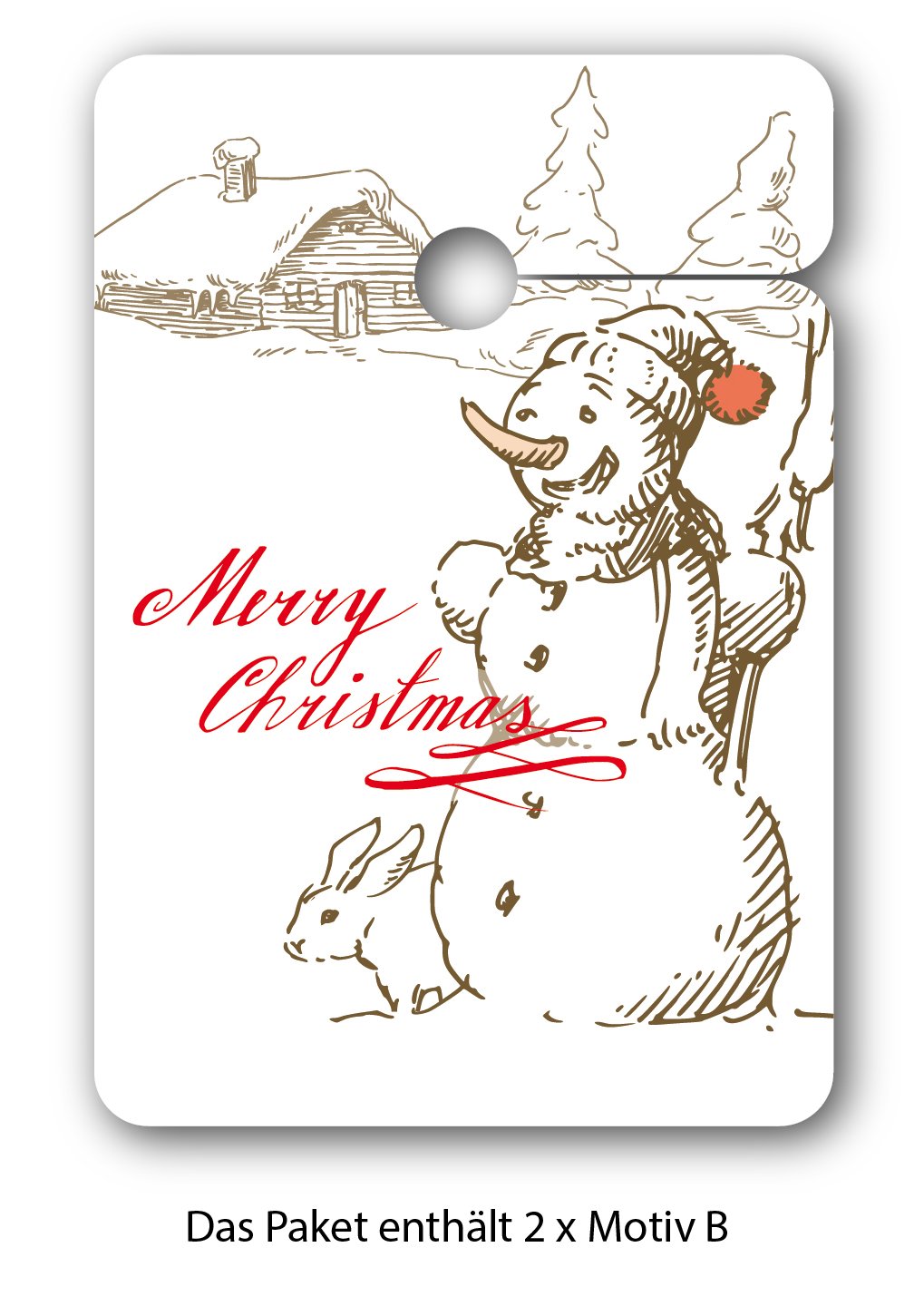 Weihnachts Geschenkanhänger, Papieranhänger (80Stk) für Weihnachten im Vintage Look mit Hirsch, Schneemann, Eichhörnchen und Tannenbaum: Merry Christmas • Geschenk Deko Geschenkverpackung