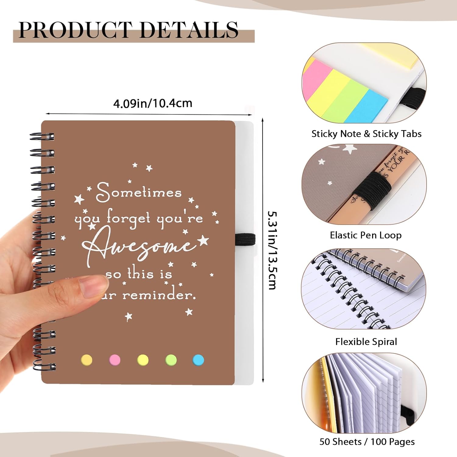 Chuangdi 20 Sets Gifts Bulk Employee Appreciation Thank You Inspirational Spiral Notebook with Sticky Notepad Motivational Bamboo Ballpoint Pen for Team Nurse Staff Teacher Coworker (Boho Colors) - Image 3