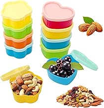 10 Small Plastic Bottles, Tapers for Airtight Food, Small Food Containers with Lids (Heart Shape, Flower)