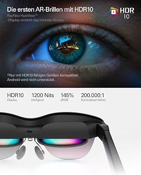 RayNeo Air 4 Pro AR/XR Glasses HDR10 Display Vision 4000 Chip 201 Inch Virtual Cinema 3 D Movies & Gaming Glasses For iPhone 171615/Android/Switch 2/Mac/Steam Deck/PS4/5