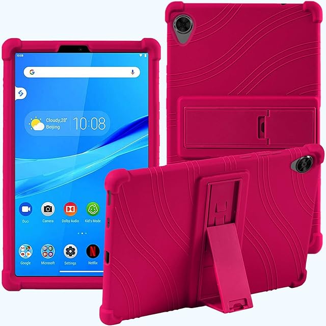 Lenovo Tab M8 Tablet Case (TB-8705F/TB-8505F/tb-8506F) 8-inch, ATOOZ for Lenovo M8 2nd Gen & 3rd Gen Silicone Case with PC Bracket (Rose Red)