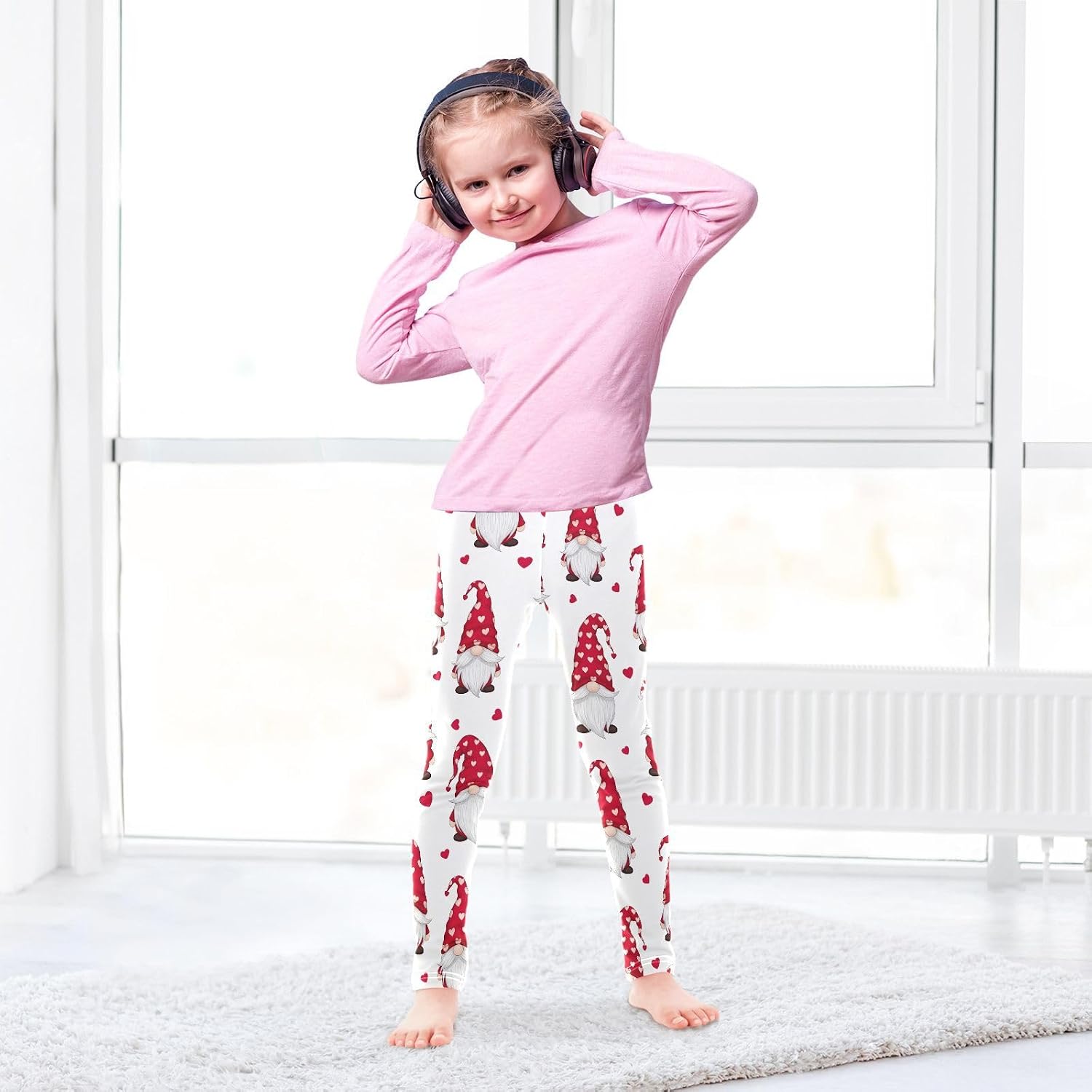 Kids Full-Length Leggings Cute Gnome White