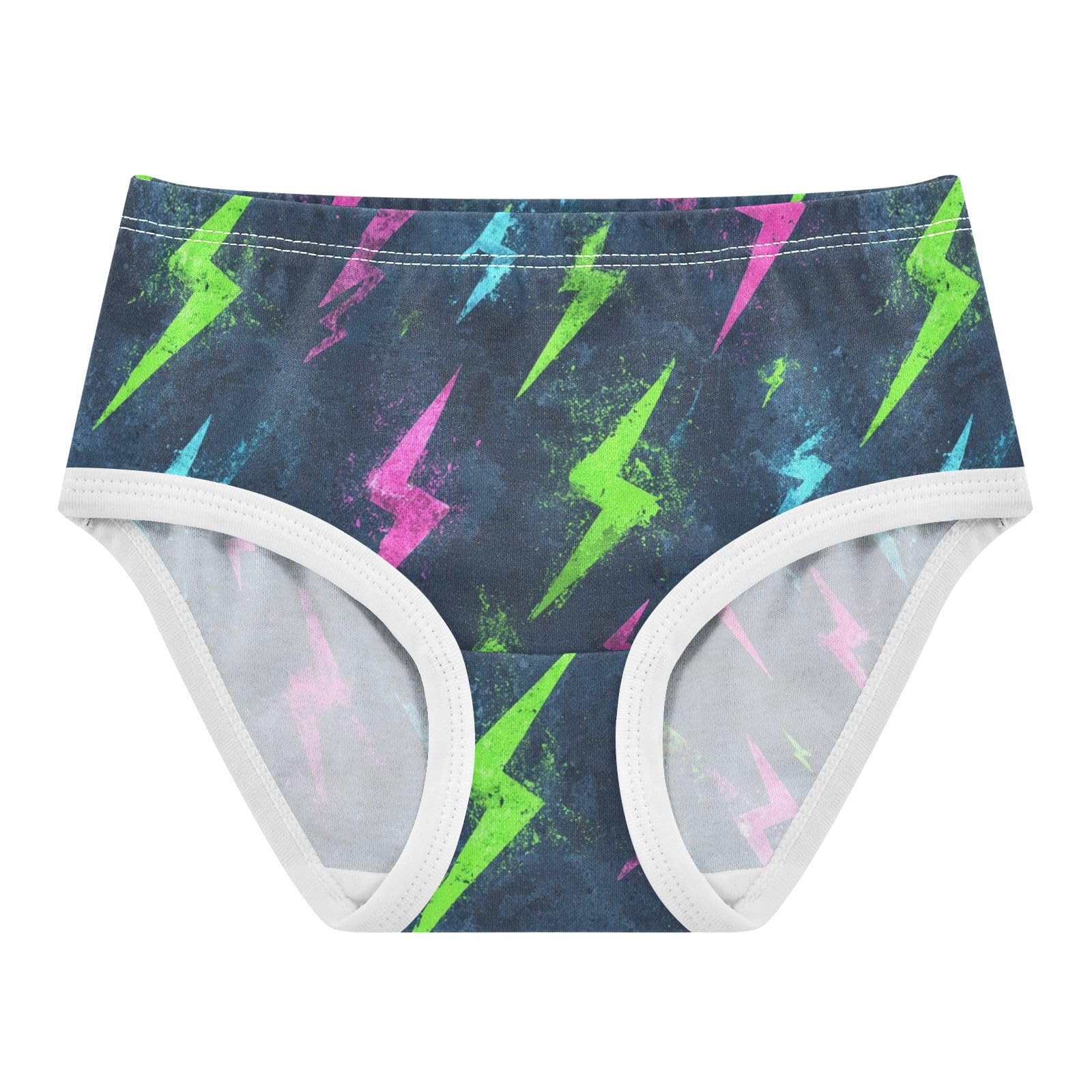 Wusikd Neon Lightning Bolts 2 Girls Underwear Cotton Girls Briefs Soft Toddler Underwear 2T