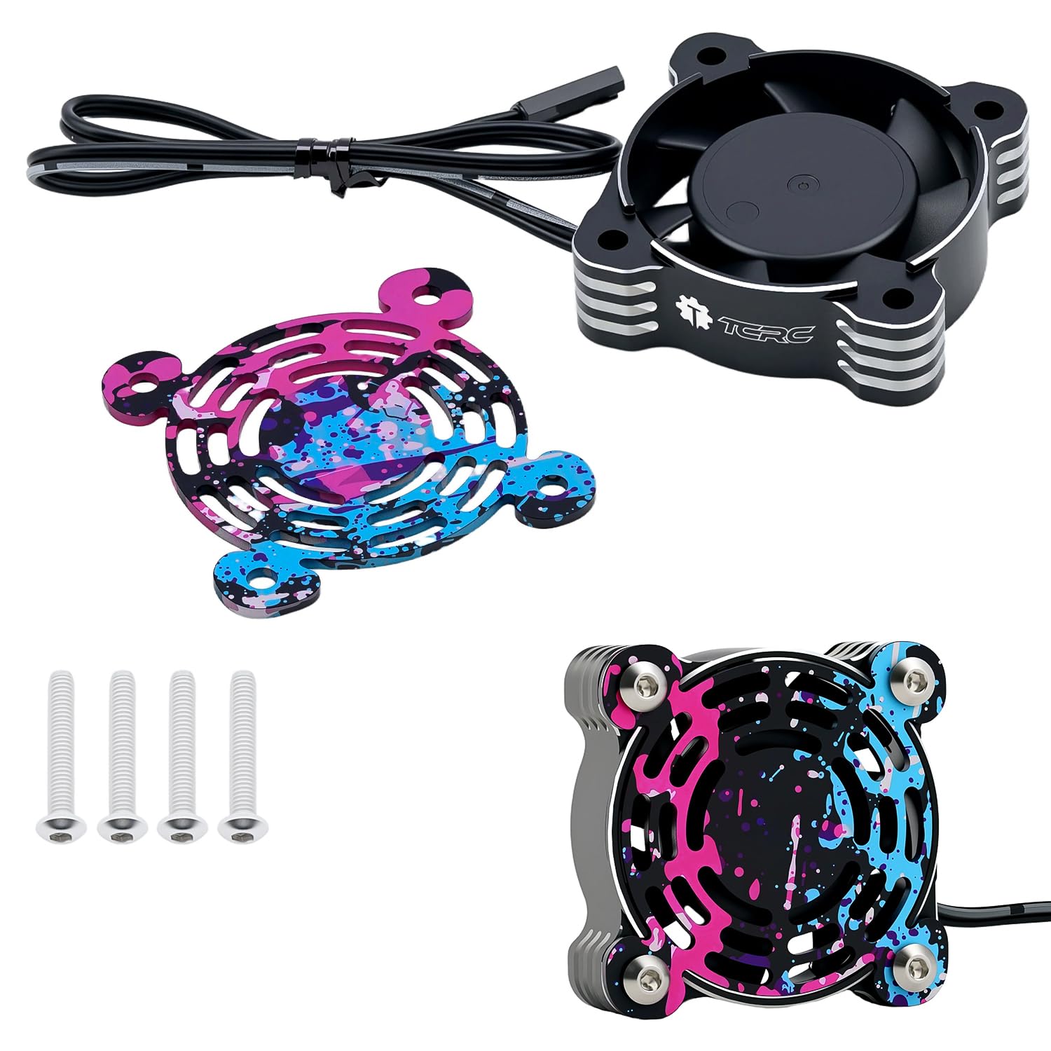 40x40x13mm High Speed Aluminum RC Motor Heatsink ESC Cooling Fan with Splash Anodizing Aluminum Dust Cover for 1/10 1/8 RC Car Truck Buggy Truggy