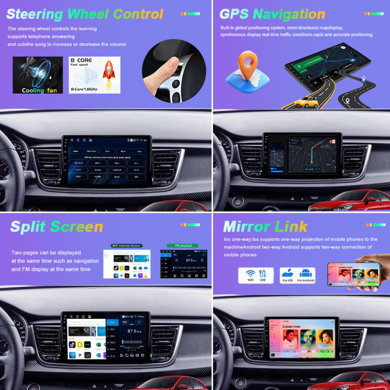 Android 15 Autoradio 9" Touchscreen Stereo Auto Per Kia stonic 2017-2022 Plug-and-play Con Bluetooth Navigatore Gps Collegamento Specchio Comandi Al Volante Wifi 4g Dual Usb,M105