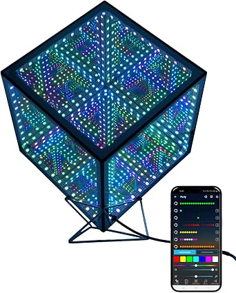 Infinity Mirror Hyper Cube LED Light, RGB Gaming Room Decor, 10Inches | Color-Changing, Music-Sync, APP-Controlled, Ambient Light for Gaming, Party, Home