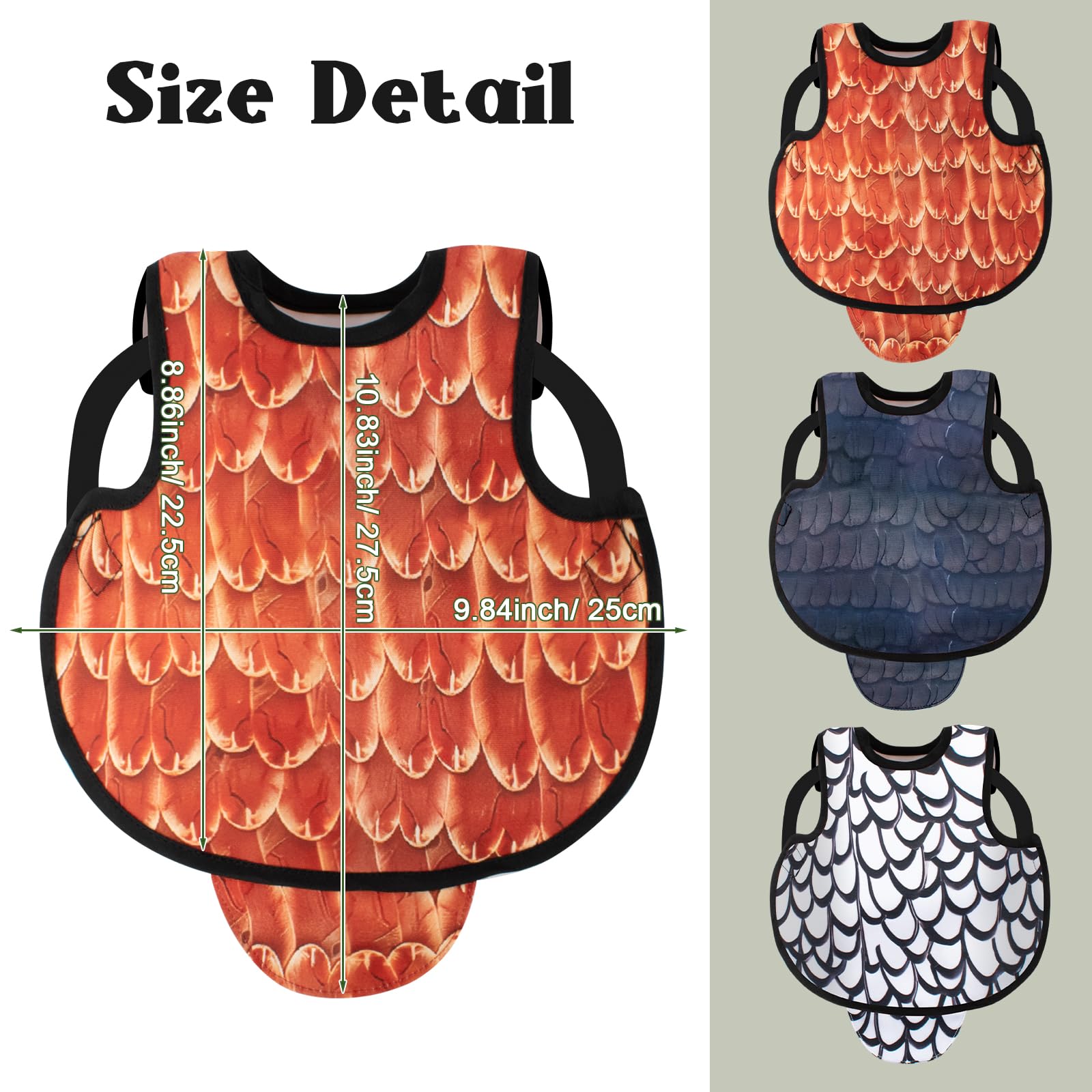 Lot de 3 sangles réglables - Gilet de poulet - Étanche et respirante - Protection latérale - Accessoire de protection contre les plumes de volaille - Accessoire pour poules de petite taille et moyenne