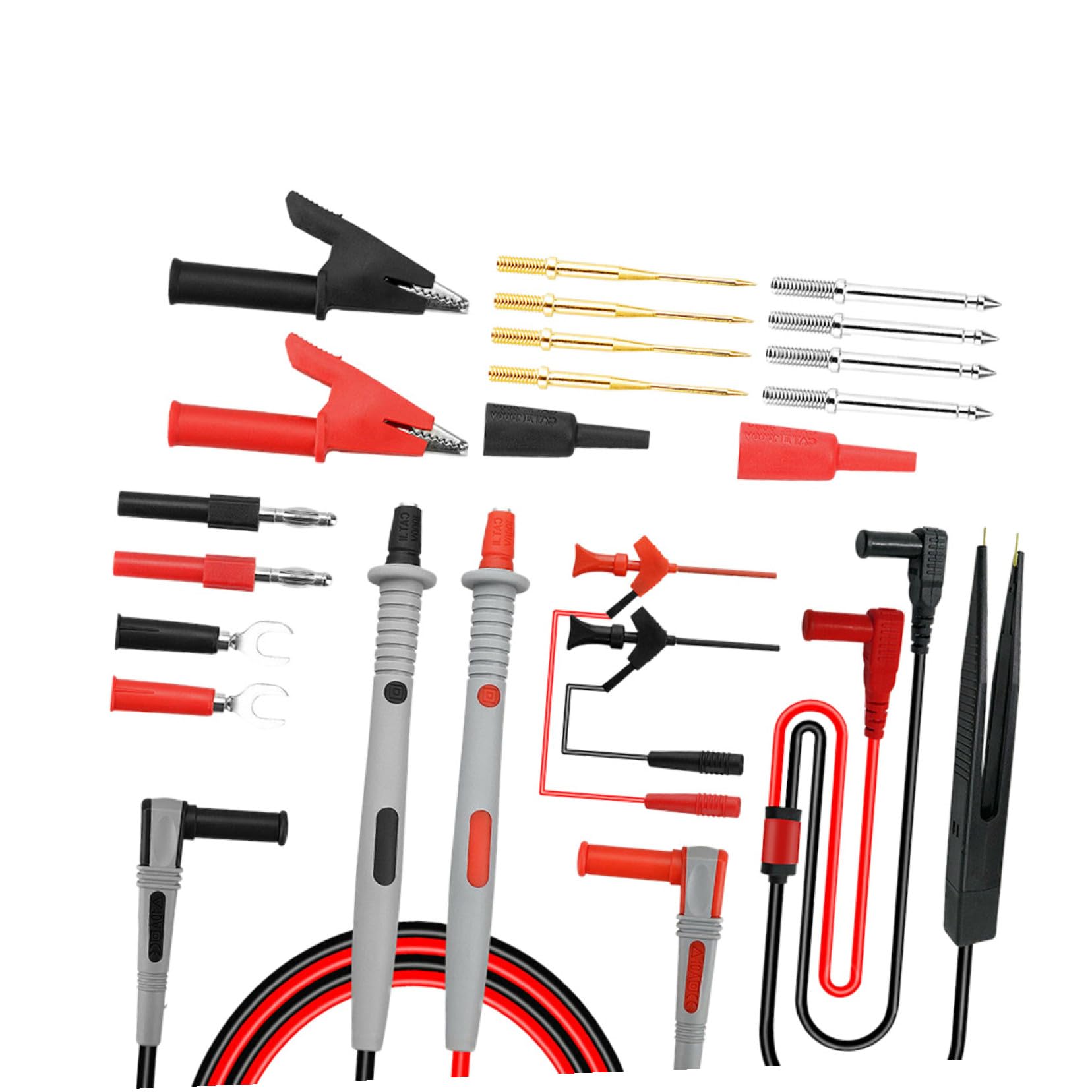 Cabilock Puntali Multimetro Kit Sonde Elettriche con Clip a Molla e Spina Banana Accessori Tester Circuiti per Strumento di Misura Elettrico Durata e Precisione Professionale